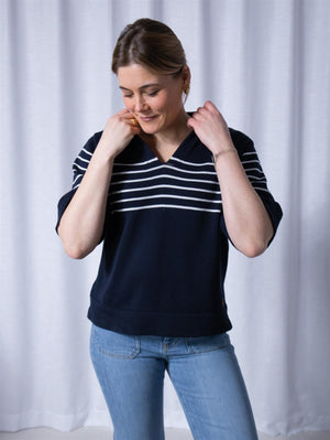 Busnel Freja Striped Top Marine/Ecru