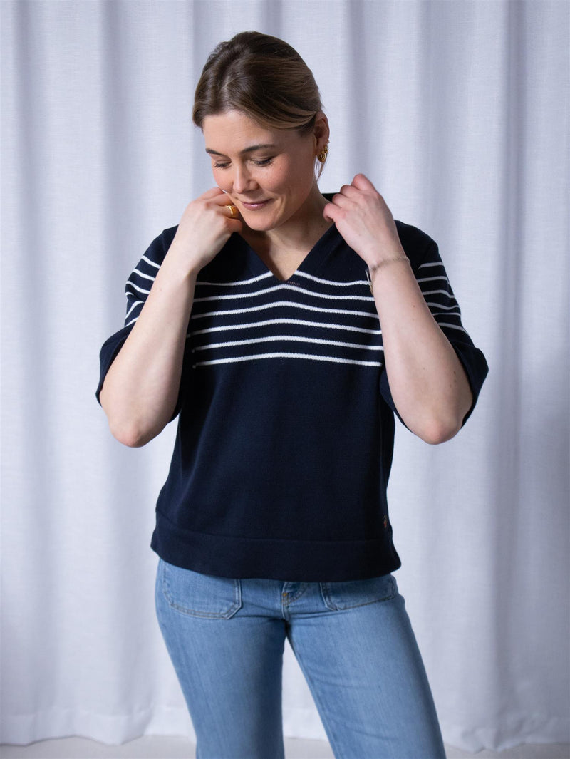 Busnel Freja Striped Top Marine/Ecru