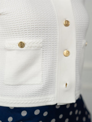 Busnel Estelle Solid Cardigan Ecru