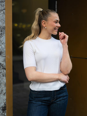 Stenströms Janet Short Sleeve Knit Offwhite