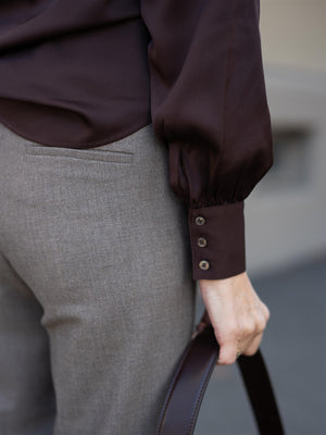 Stenströms Selma Blouse Bowtie Flyfront Brown