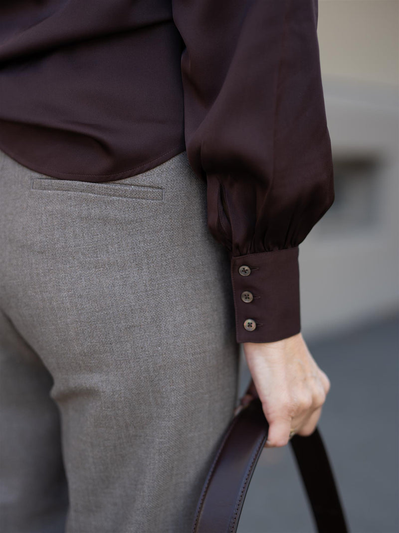 Stenströms Selma Blouse Bowtie Flyfront Brown