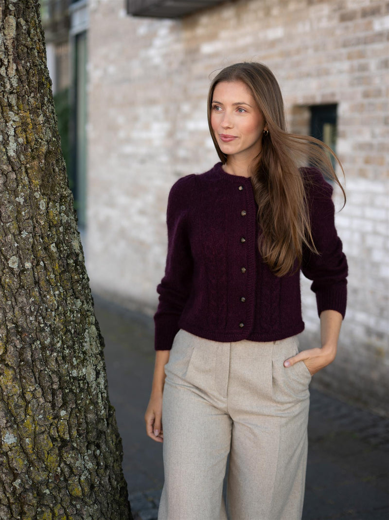 Dear Dharma Edge Cardigan Plum