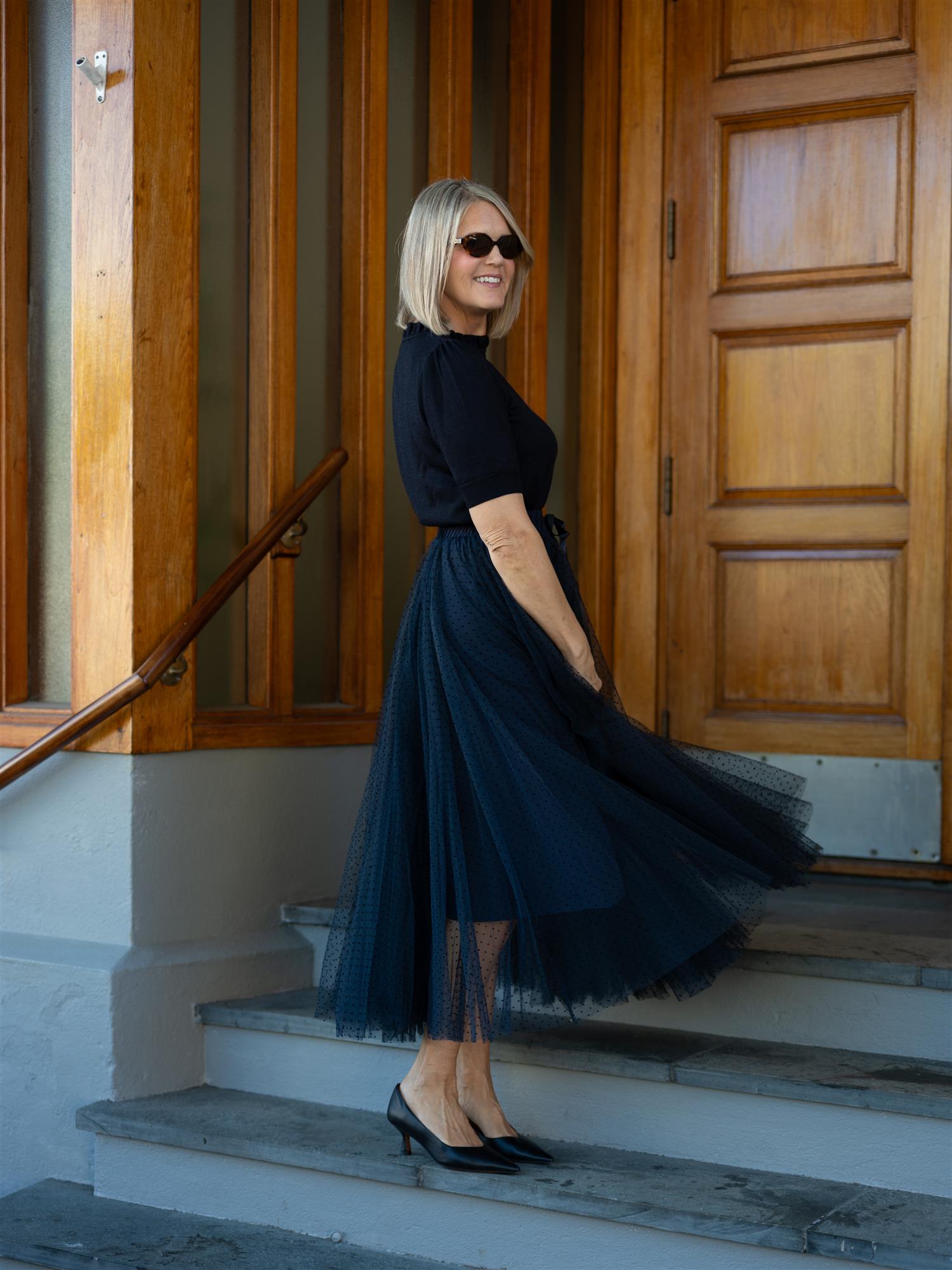 Tyllskjørt Navy Dots
