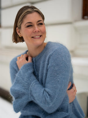 Ella&il Maren Chunky Cardigan Denim Blue