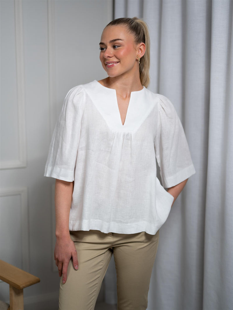 Ella&il Ellie Linen Top White