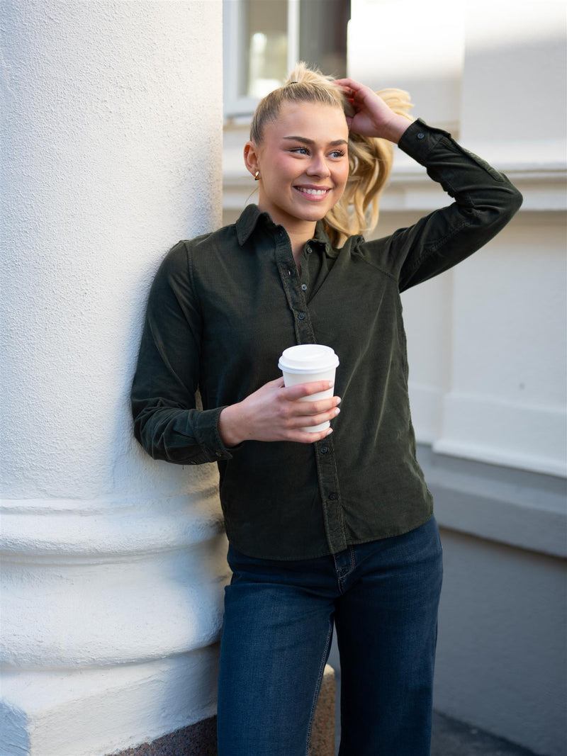 Gant Reg Cord Shirt Dark Moss Green