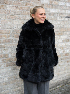 Ella&il Anna Fake Fur Jacket Black