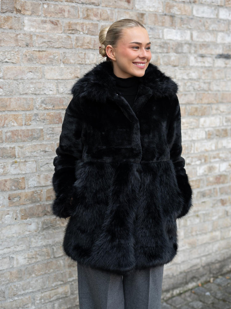 Ella&il Anna Fake Fur Jacket Black