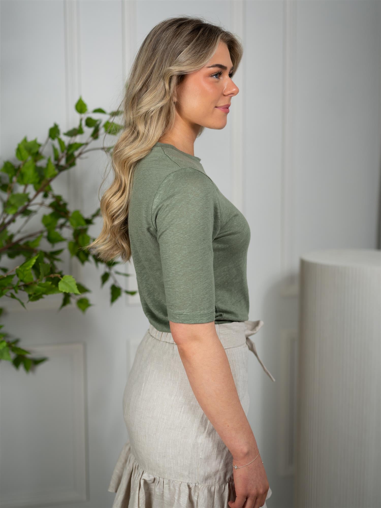 Ella&il Karina Linen Tee Green