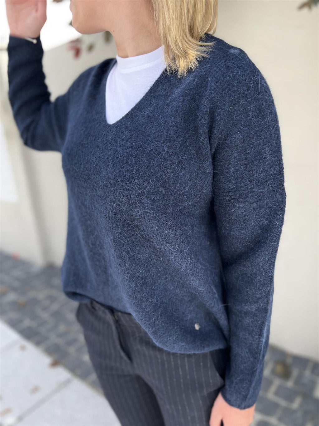 Mos Mosh Thora V-Neck Salute Navy