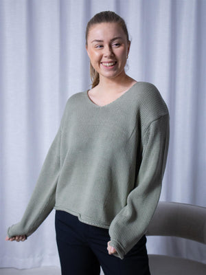 Mos Mosh Bine LS V-neck Shadow