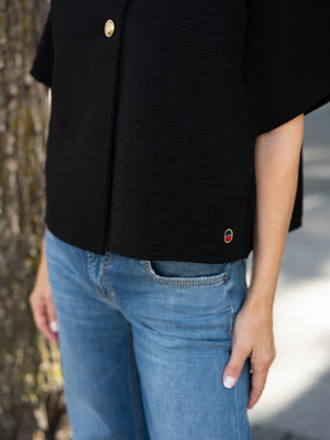 Busnel Lisalou Cable Knit Black Cape