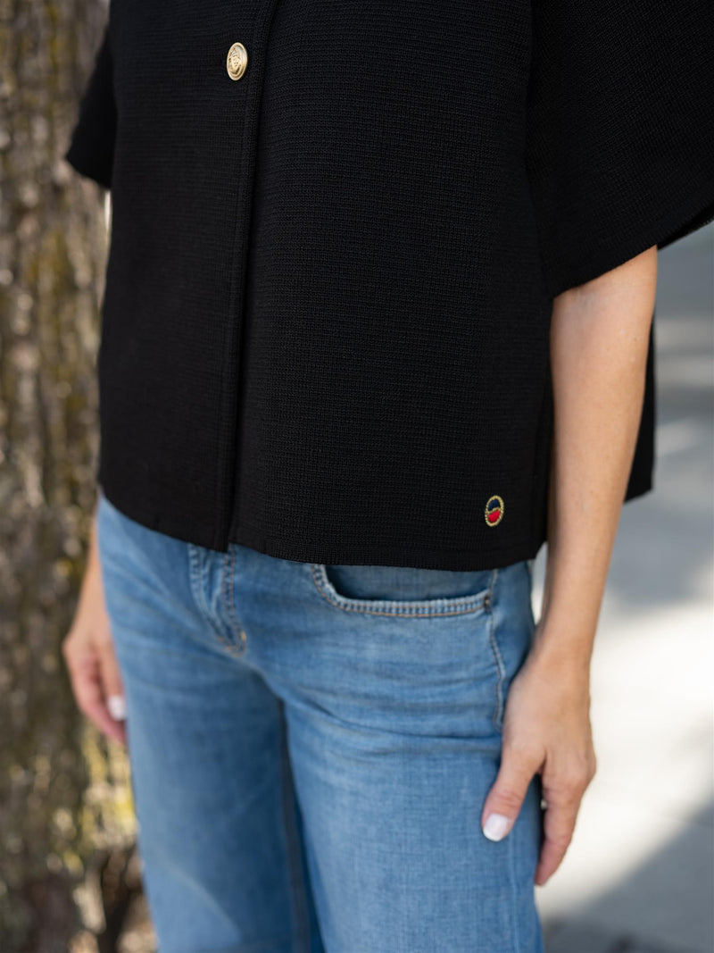 Busnel Lisalou Cable Knit Black Cape