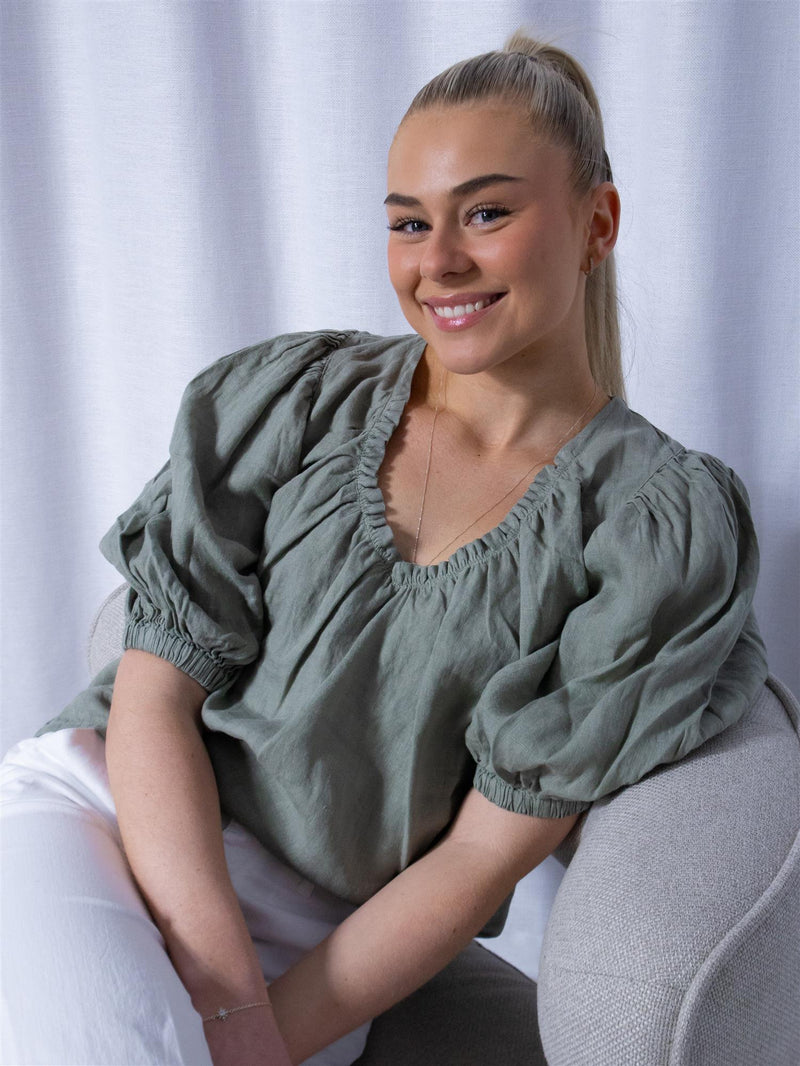 Mos Mosh Taissa Linen Blouse Shadow