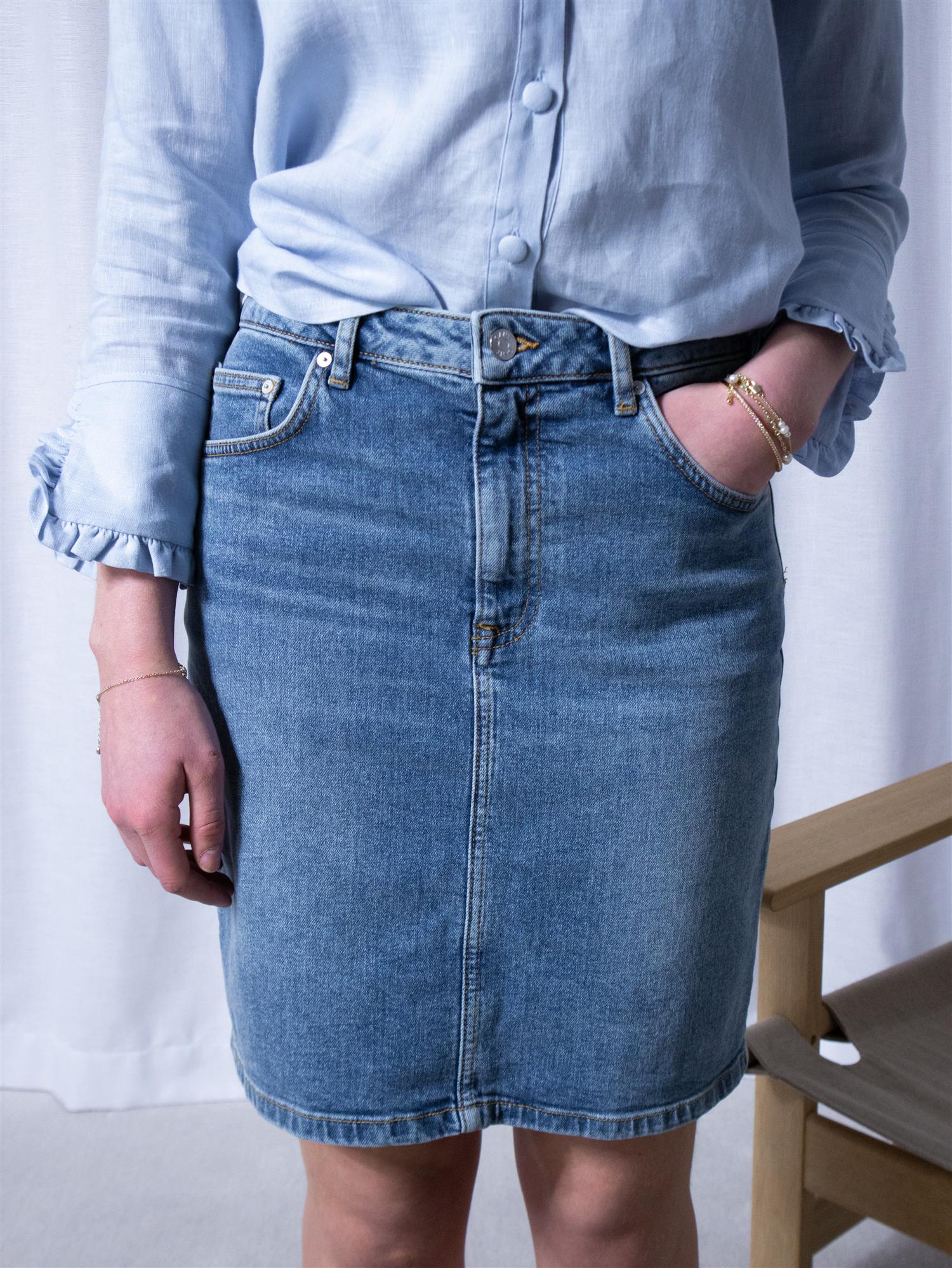 Gant Short Denim Skirt Mid Blue
