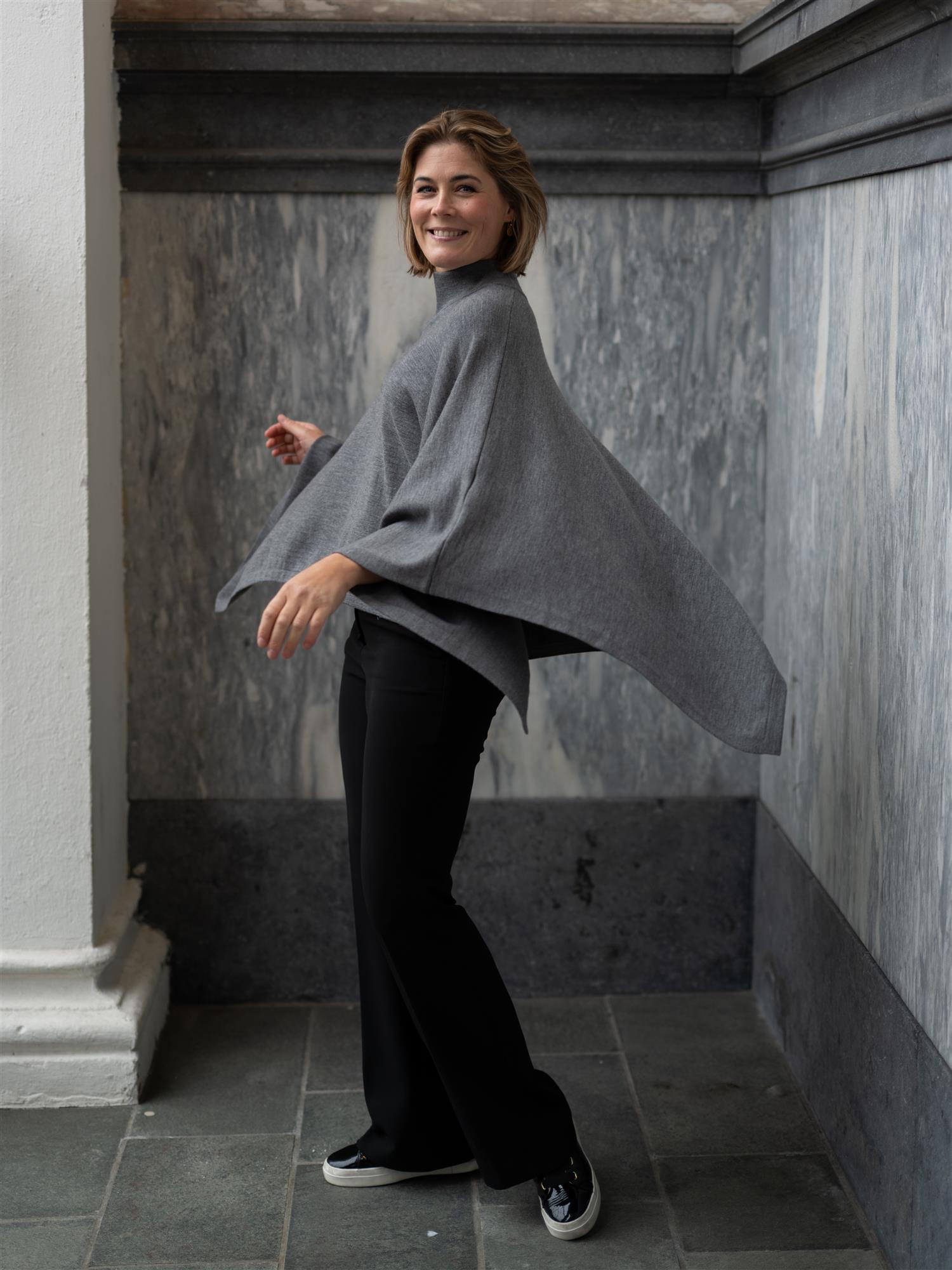 Julie Josephine Agate Poncho Stone Grey