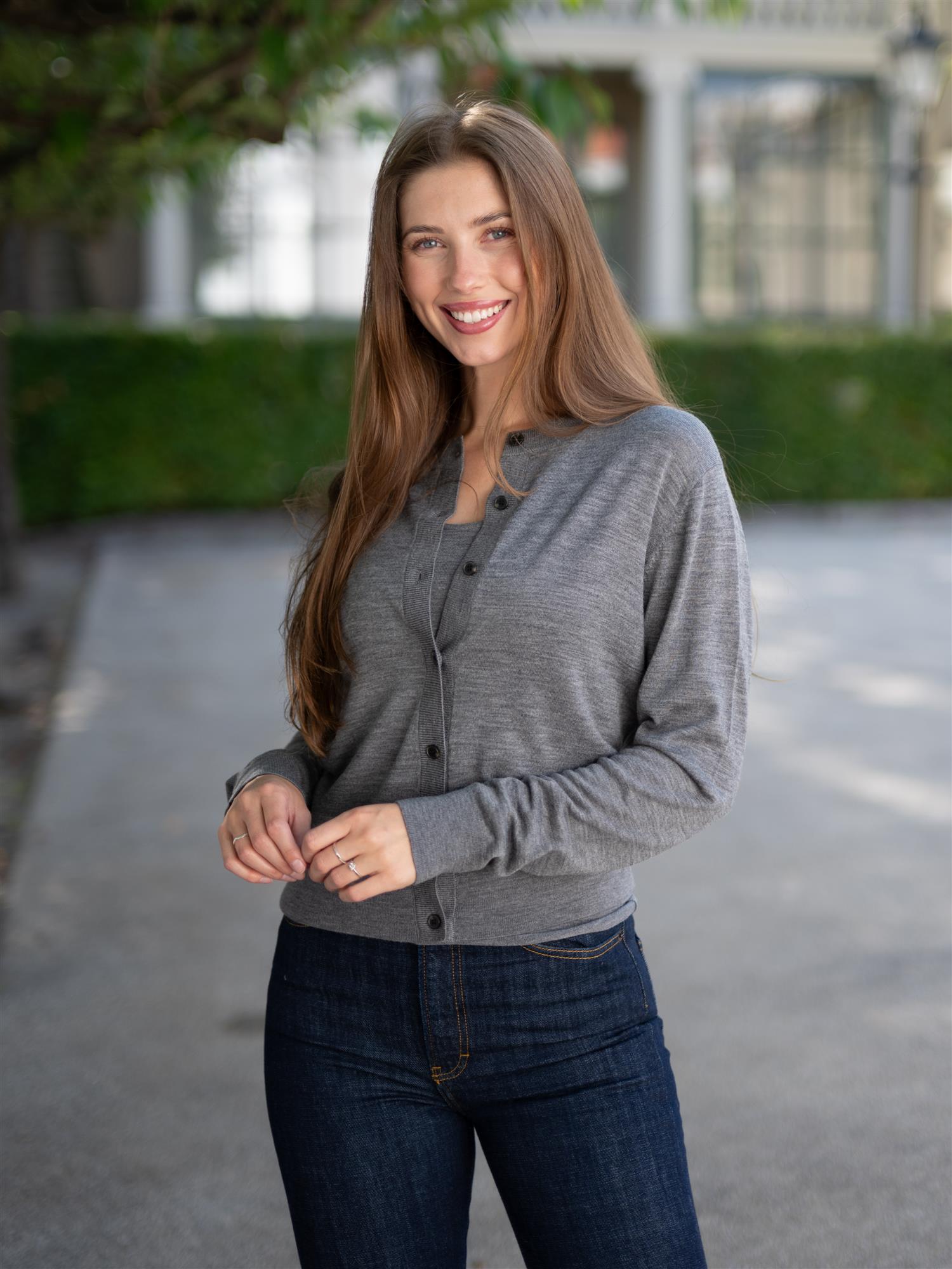 Lilja Merino Cardigan Stone Grey