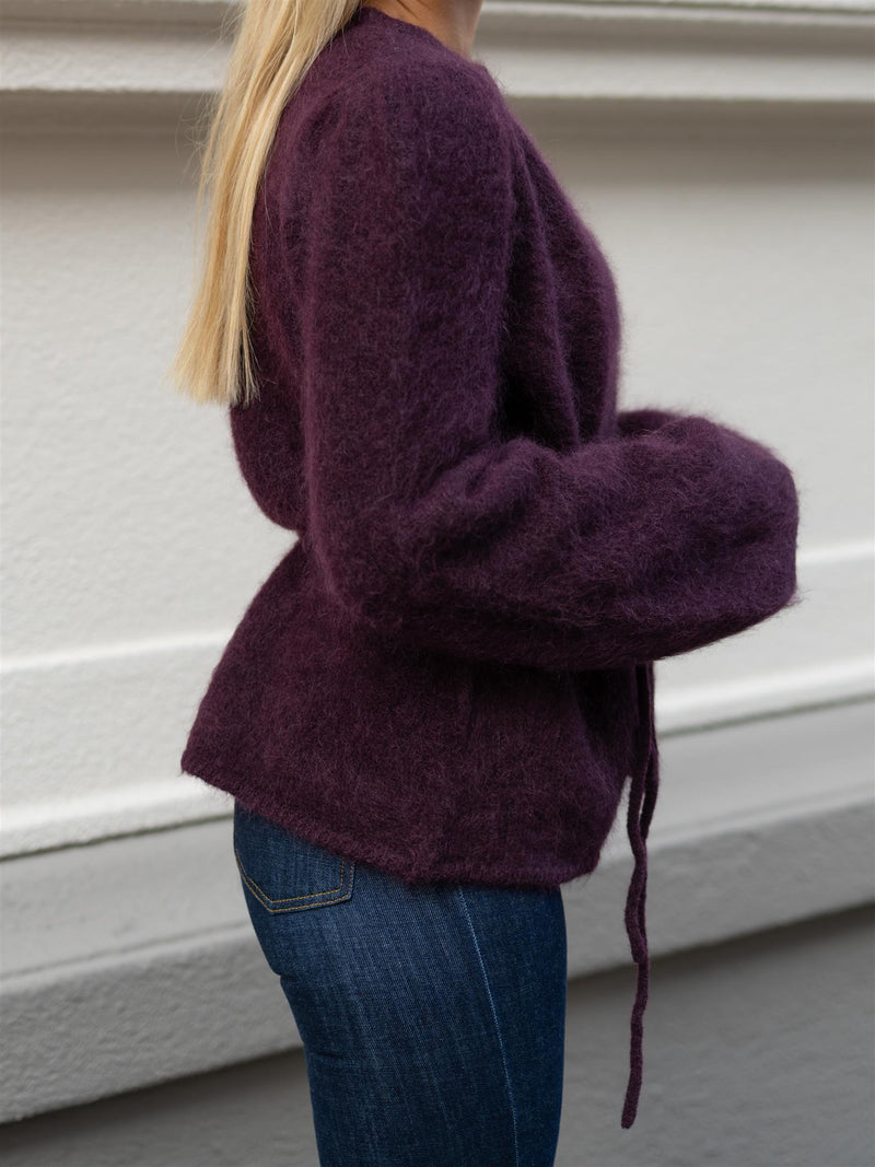 Ella&il Fredrikke Chunky Cardigan Red Wine
