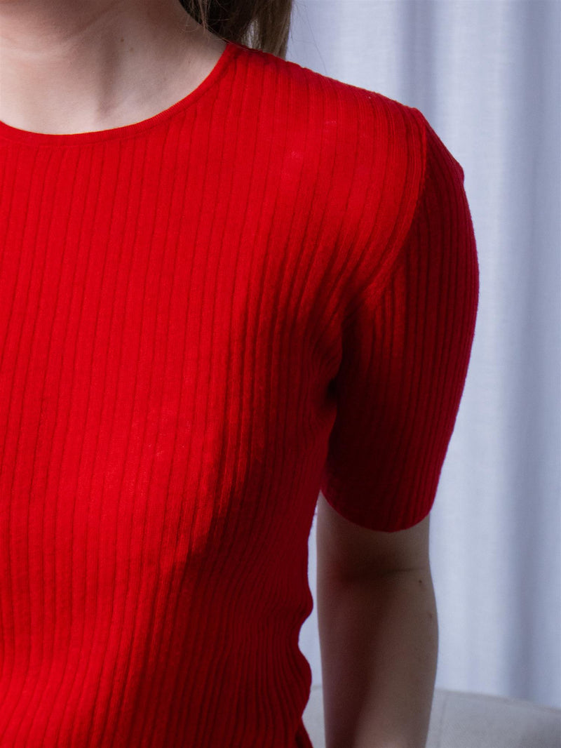 Mos Mosh Bouch Rib SS Knit Chinese Red