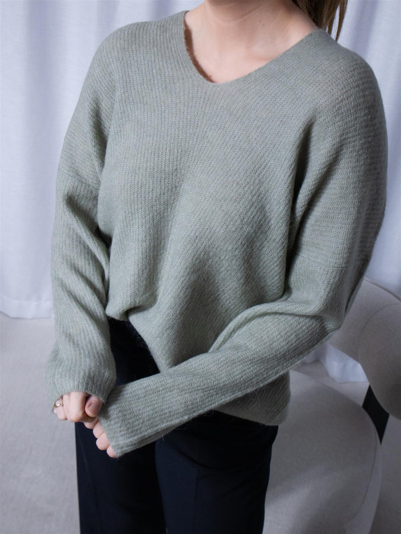 Mos Mosh Thora V-Neck Knit Shadow