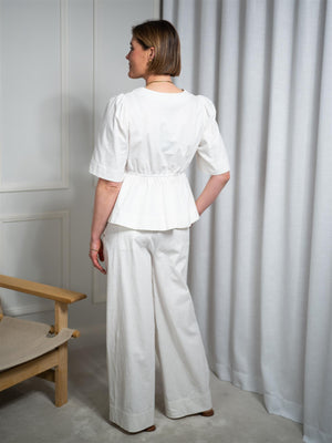 Christian Aks Monic Linen Top White
