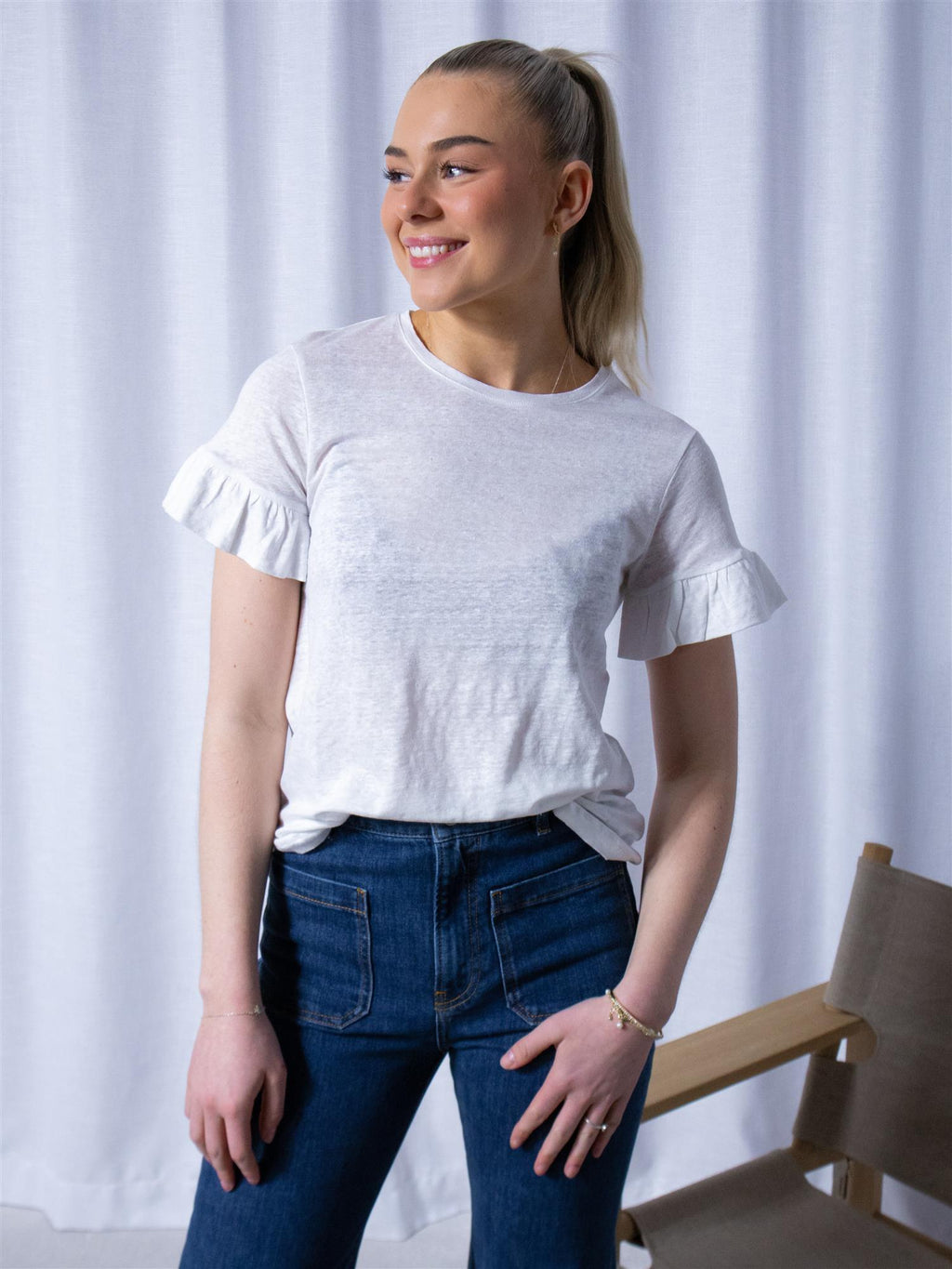 Ella&il Lara Linen Tee White