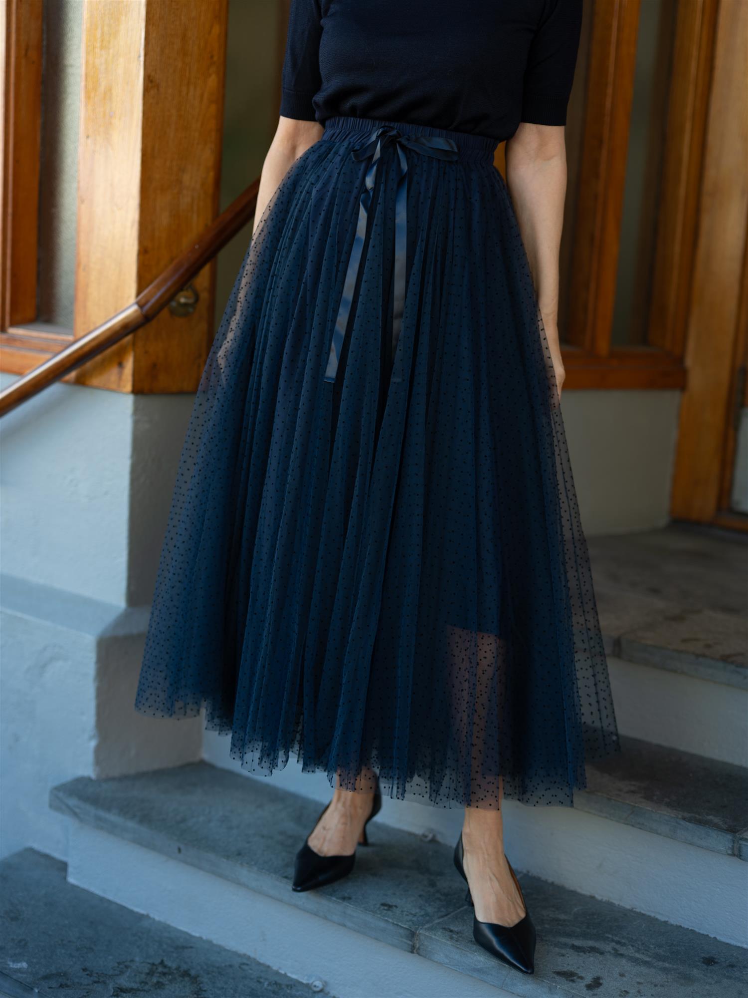 Tyllskjørt Navy Dots