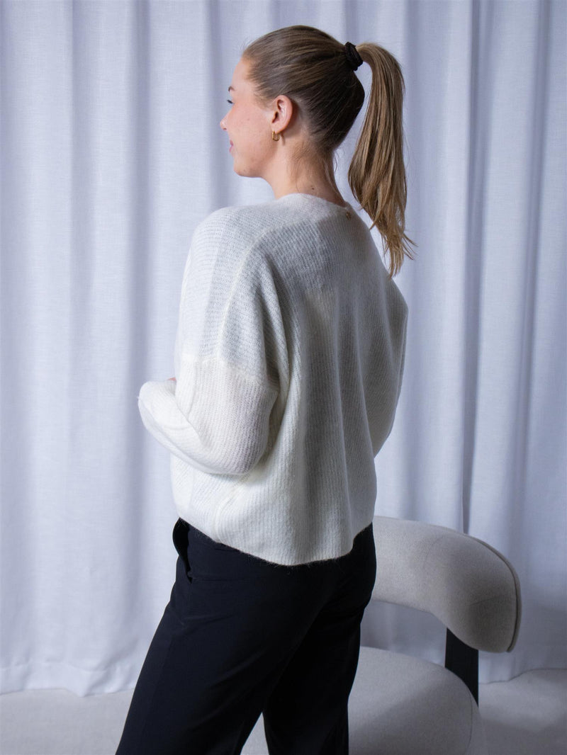 Mos Mosh Thora Relax Knit Cardigan Ecru