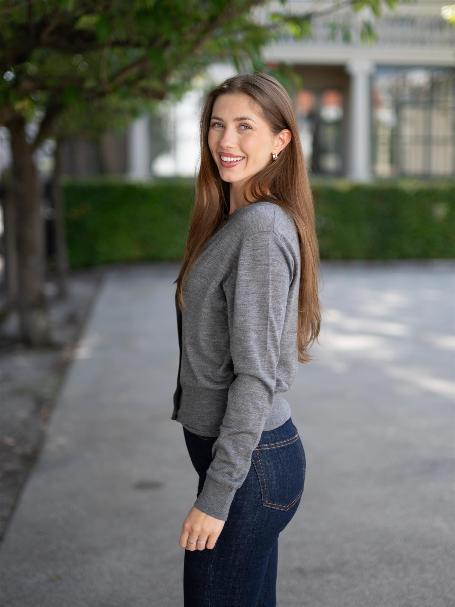 Lilja Merino Cardigan Stone Grey