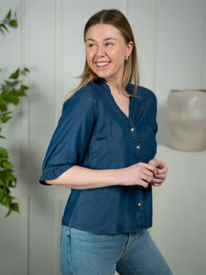 Stenströms Lilith Blouse Short Sleeve Dark Blue