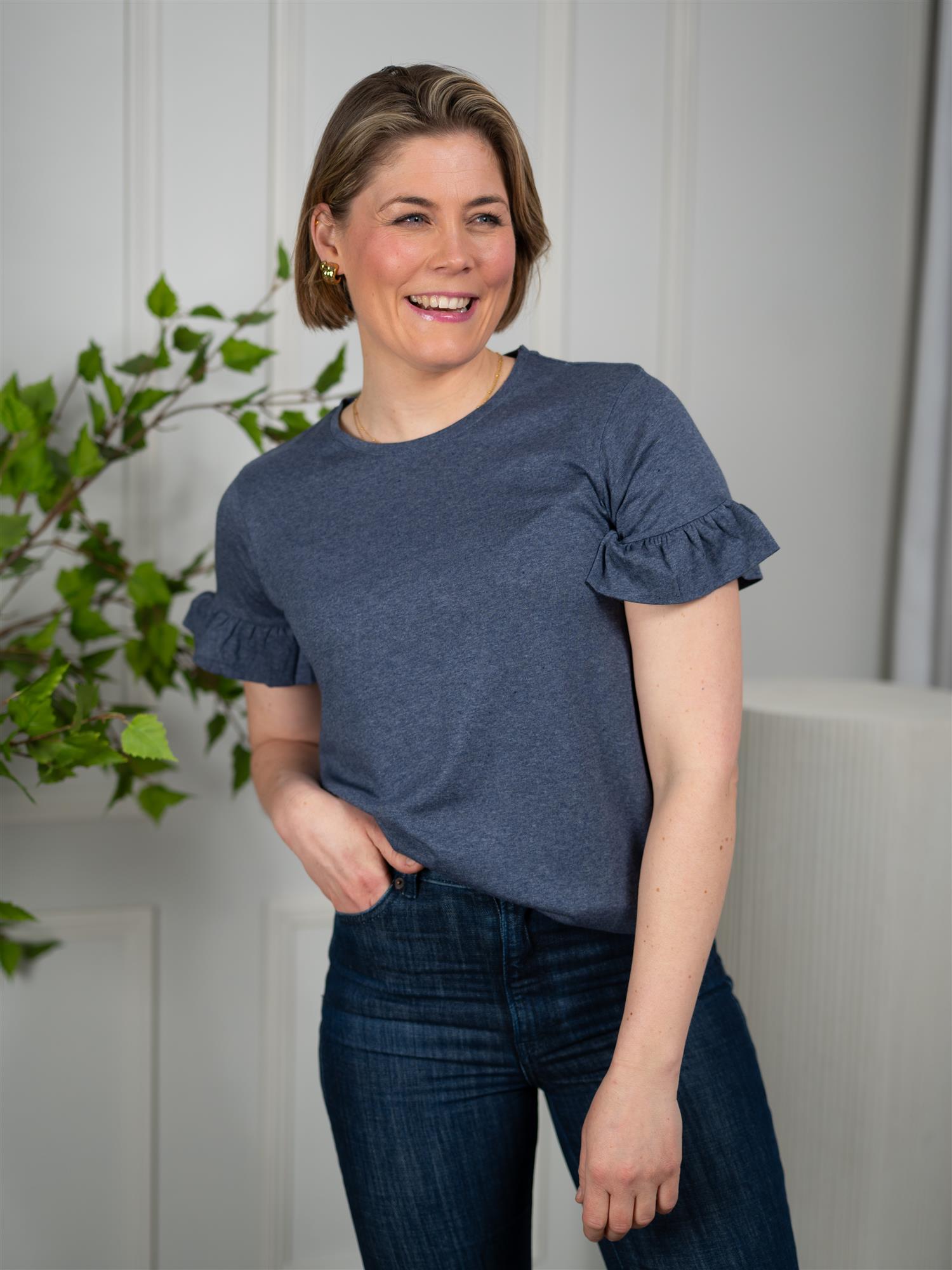 Ella&il Lara Linen Tee Denim Blue