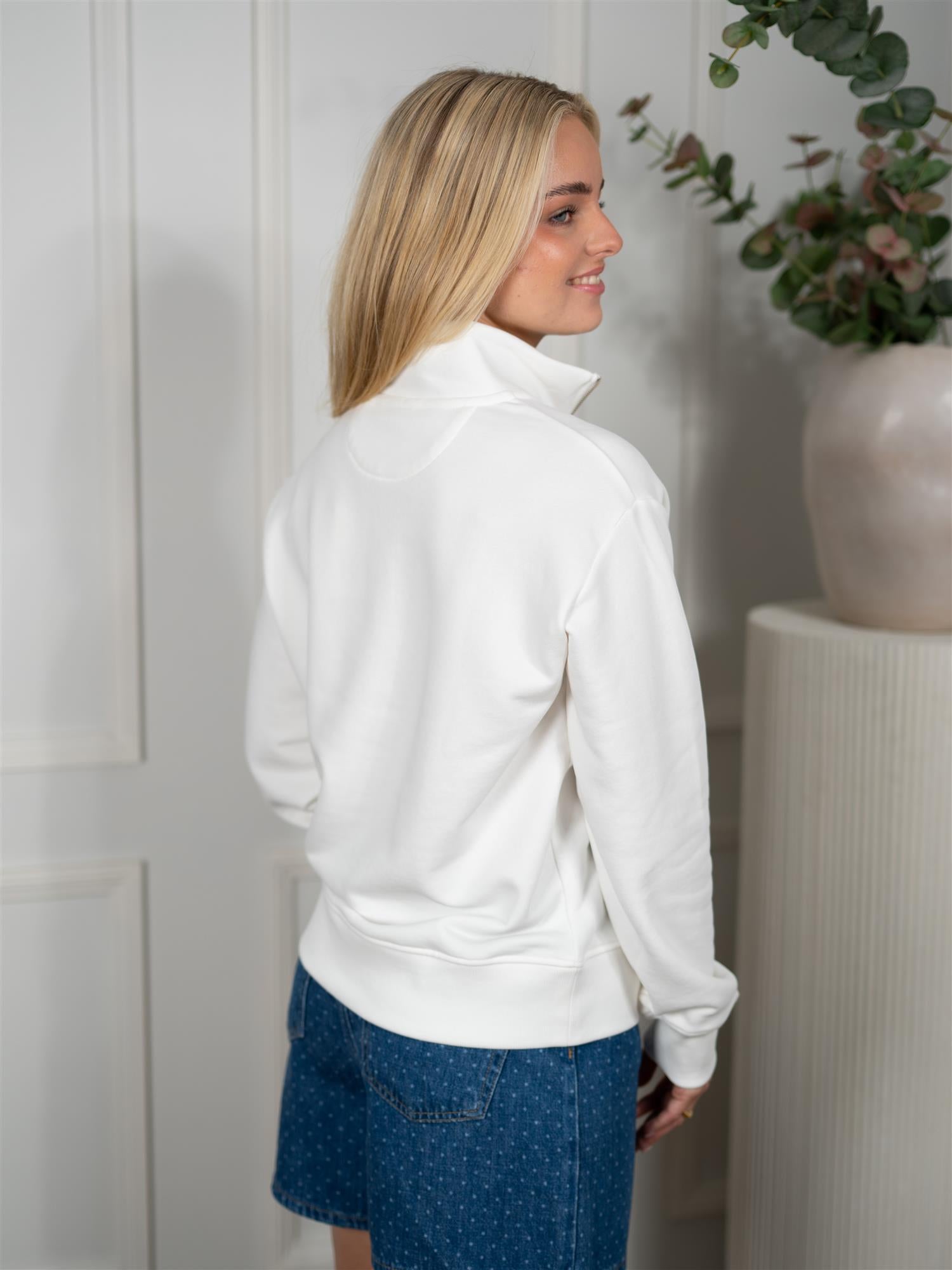 Gant Shield Bomullsgenser Med Half-Zip Eggshell