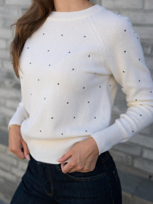 Fabienne Chapot Lidi Rhinestone Pullover Cosy White