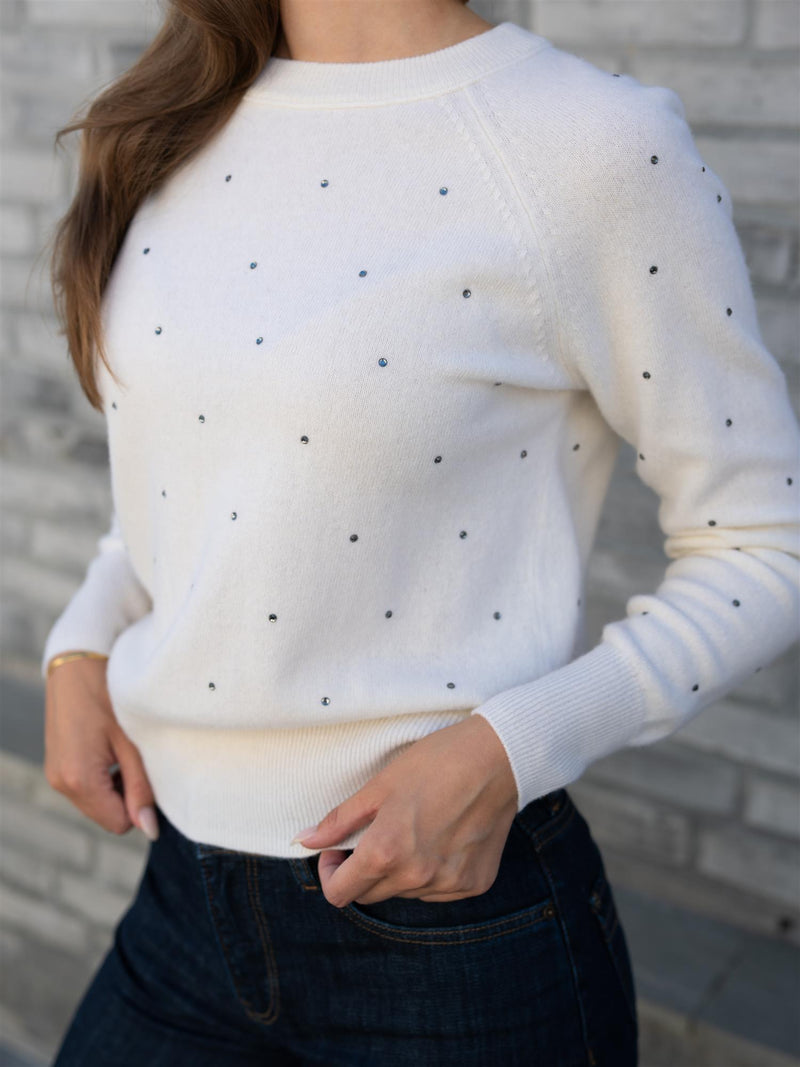 Fabienne Chapot Lidi Rhinestone Pullover Cosy White