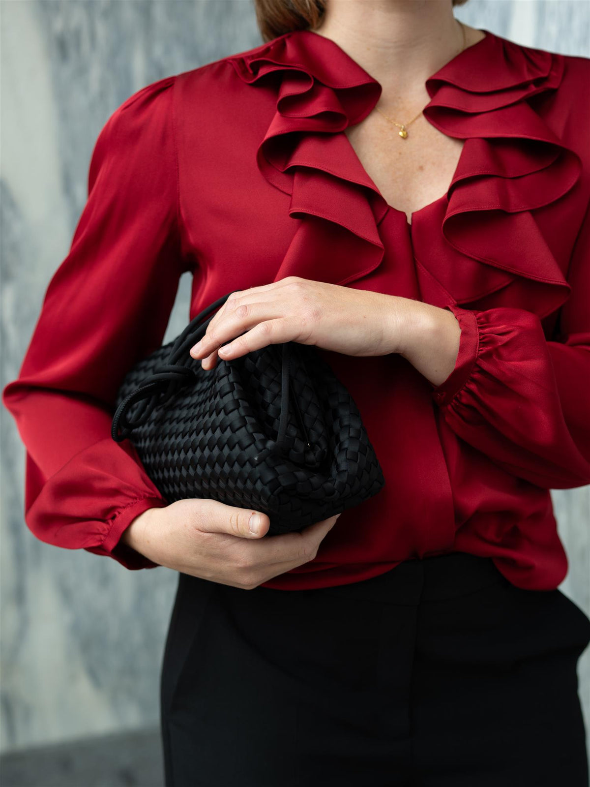 Mona Blouse Frill Red