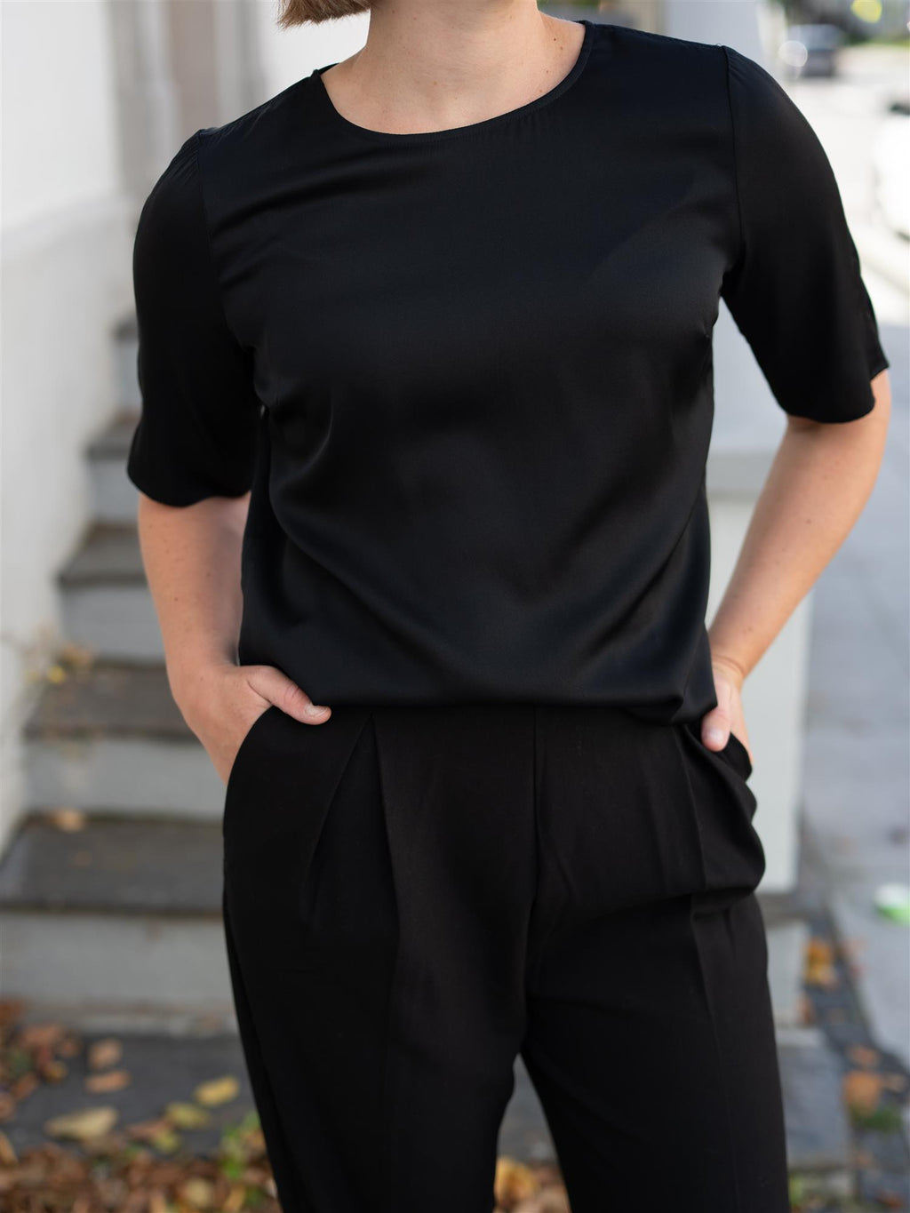 Stenströms Sanne Blouse Black Short Sleeve