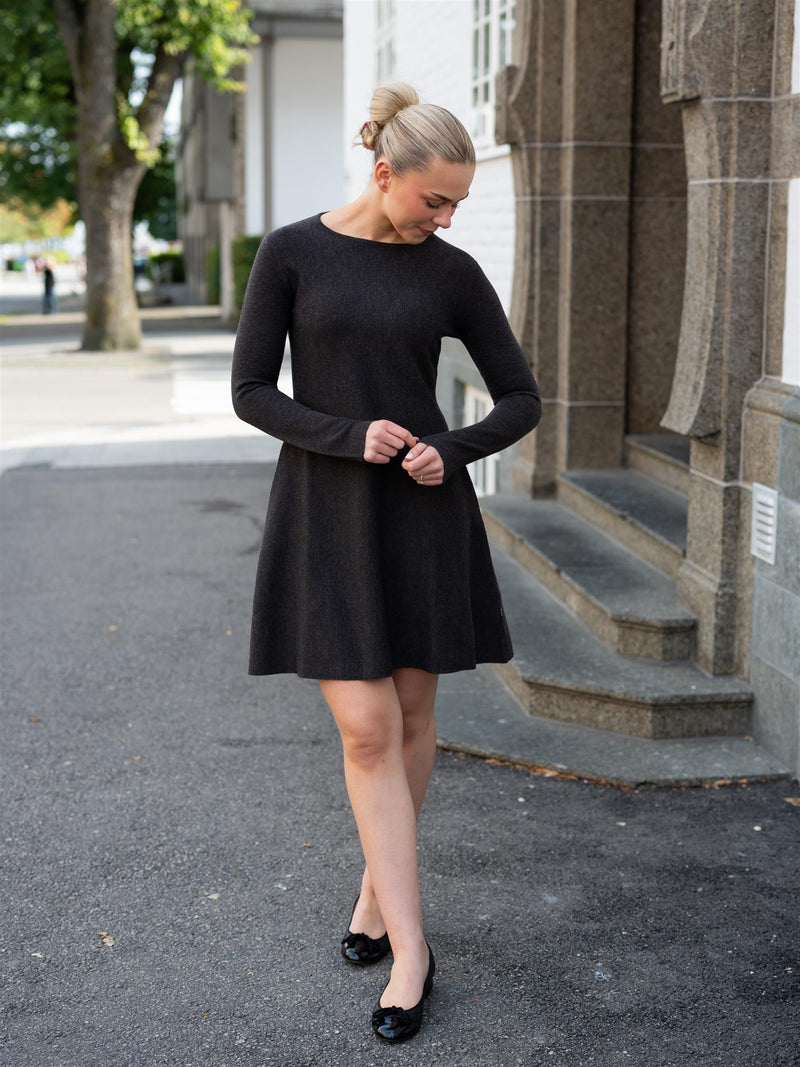 Ella&il Cecilie Merino Dress Dark Brown Melange