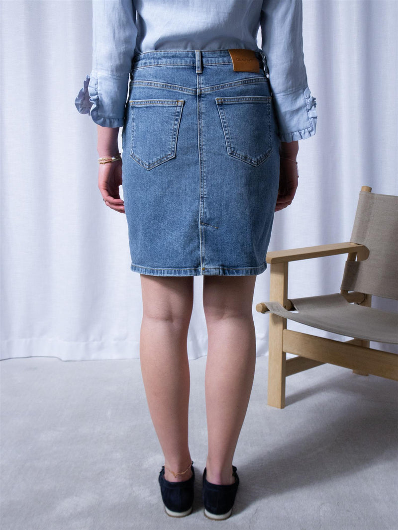 Gant Short Denim Skirt Mid Blue