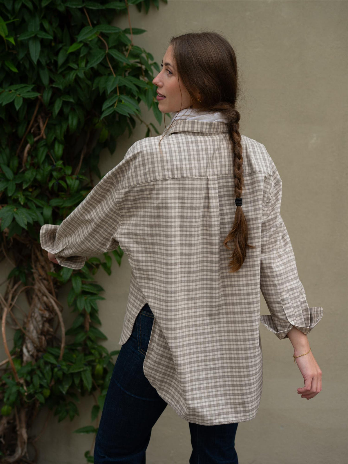 Edwina Flannel Shirt Checked Taupe