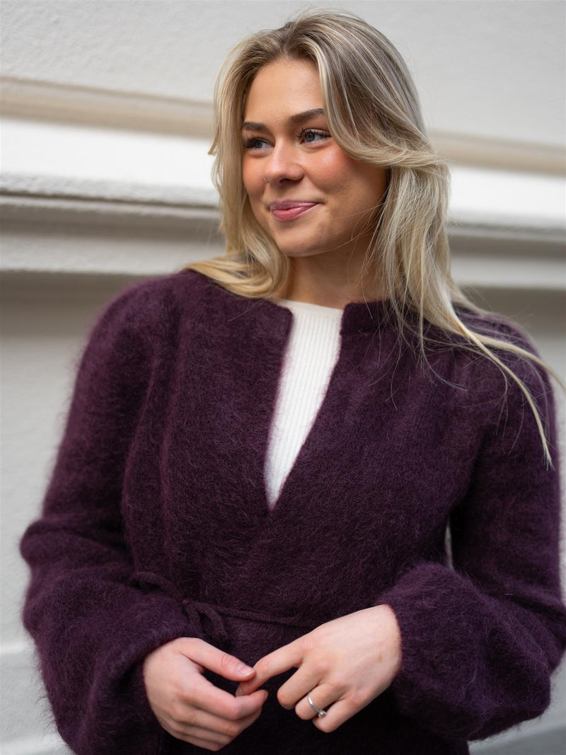 Ella&il Fredrikke Chunky Cardigan Red Wine