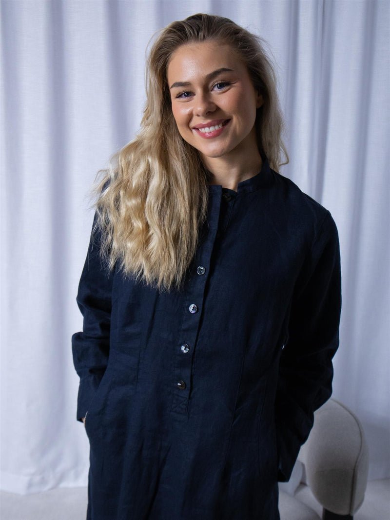Bitte Kai Rand Lazy Linen Dress Dark Midnight