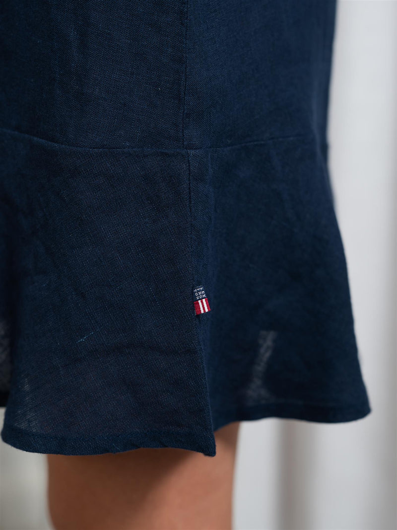 Lexington Belted Linen Dress Dark Blue