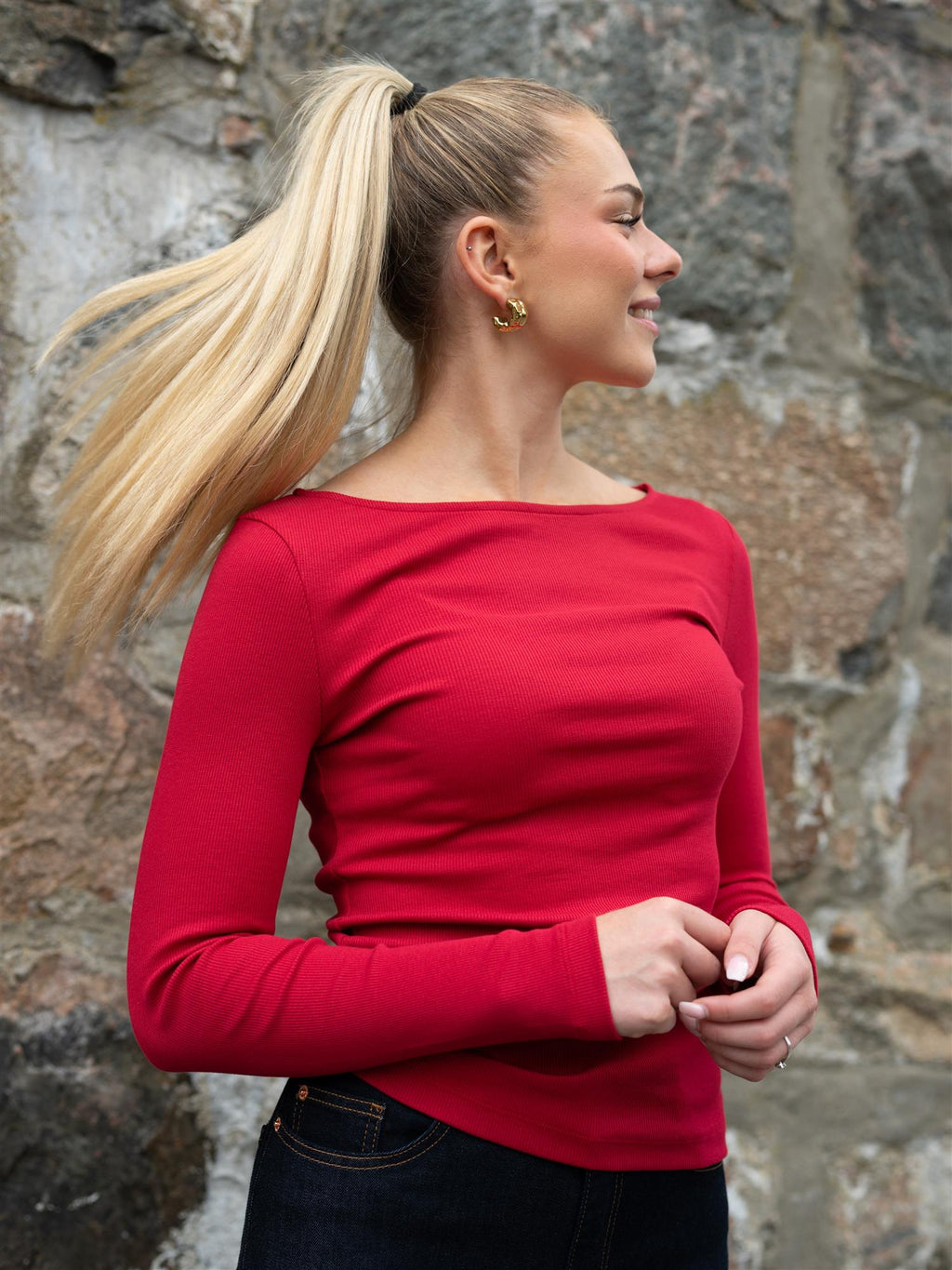 Camilla Pihl Petronella Rib Boatneck Red