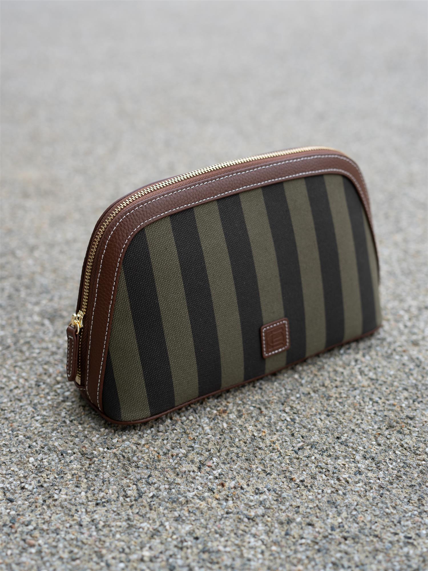Cosmetic Pouch Large Green Stripe
