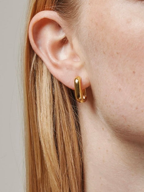 Enamel Hoops Square Gold 18mm