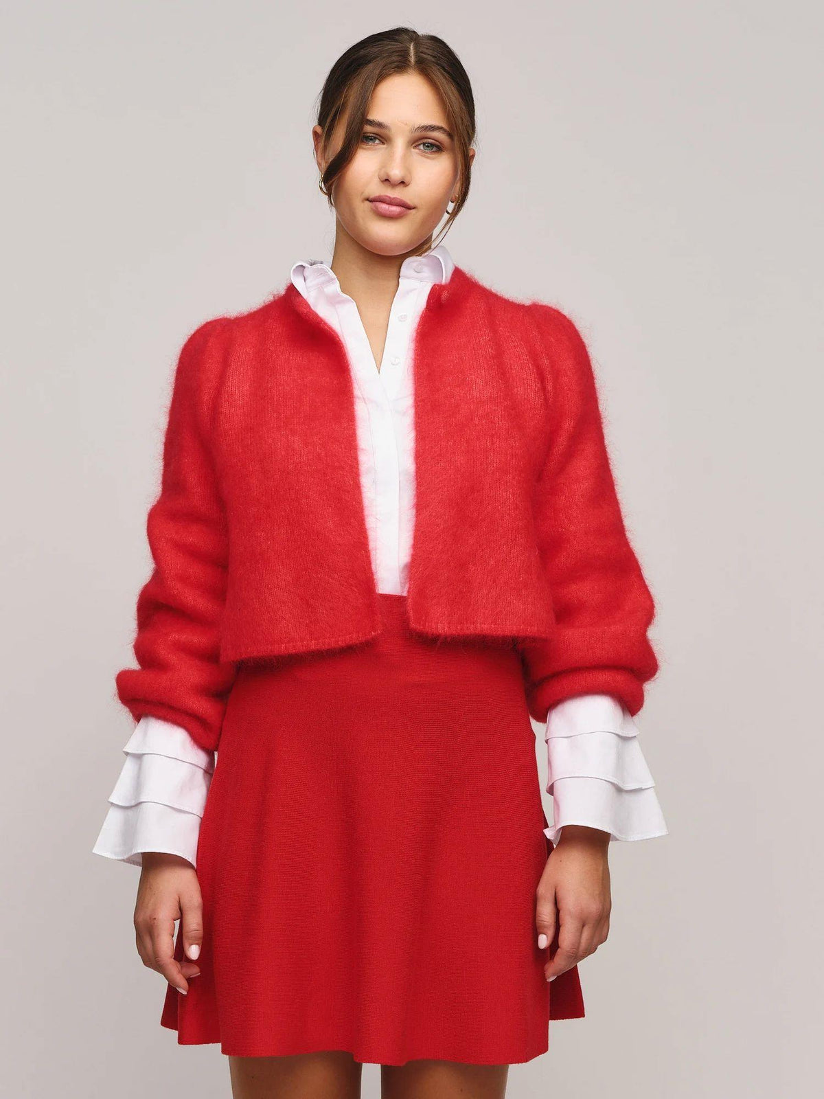 Amelia Chunky Cardigan Bright Red