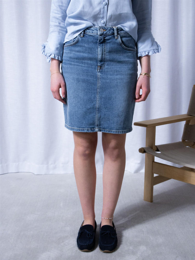 Gant Short Denim Skirt Mid Blue