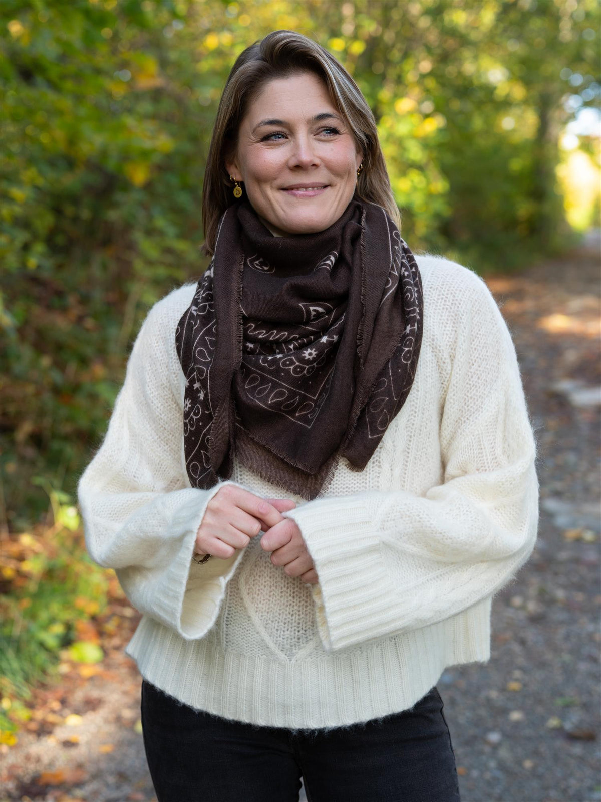 Heritage Paisley Scarf Dark Brown & Beige