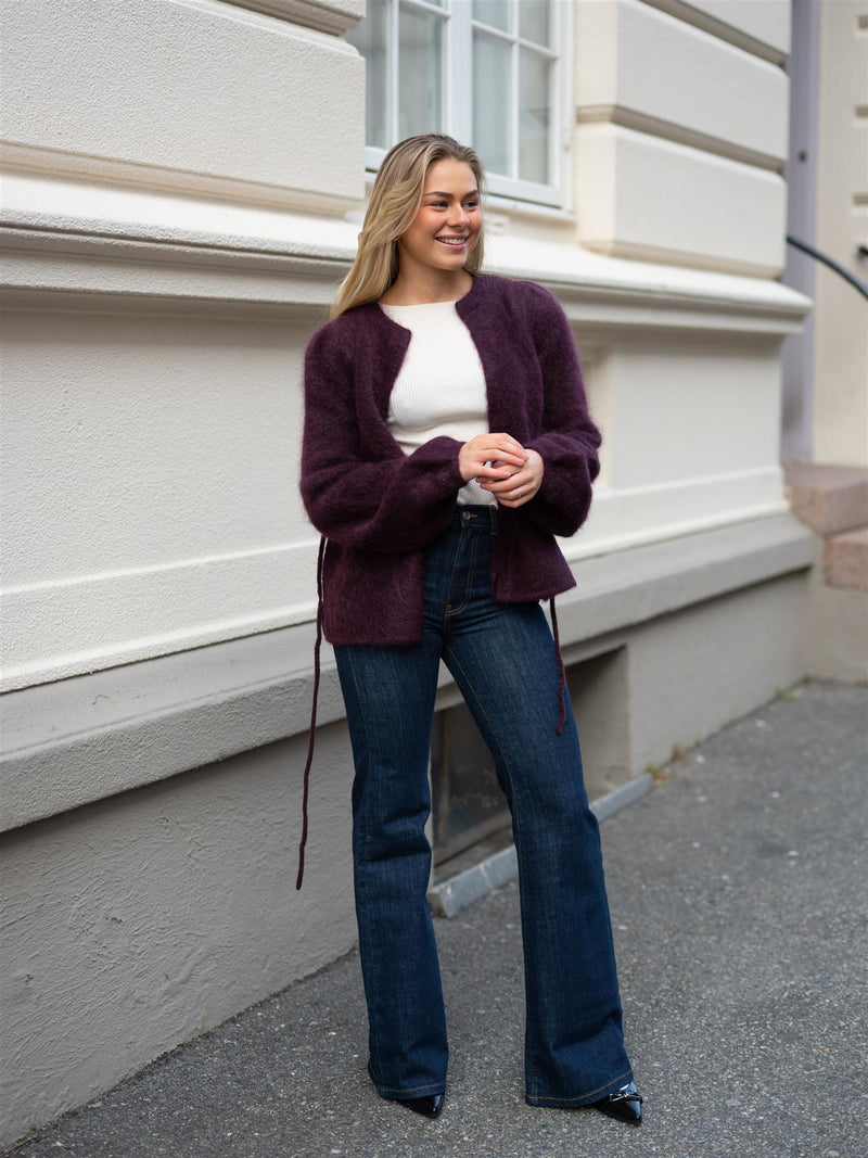 Ella&il Fredrikke Chunky Cardigan Red Wine